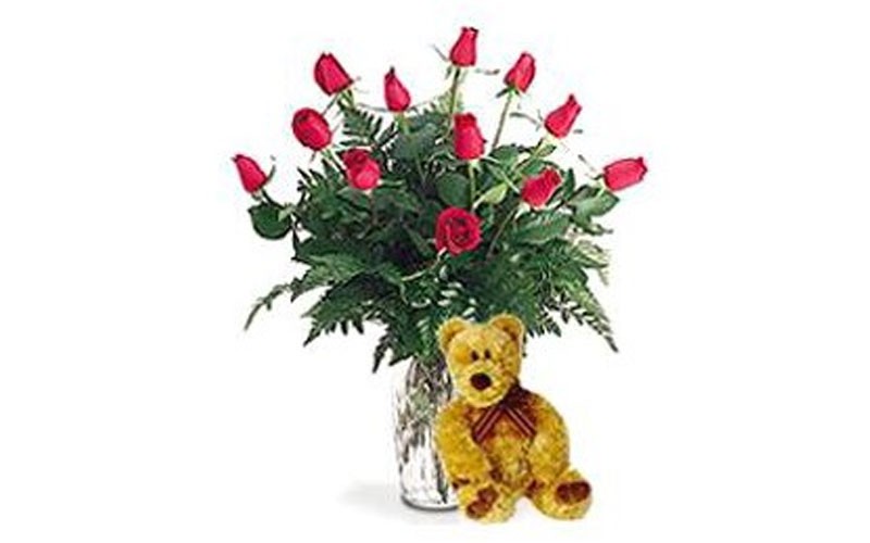Symbol Of Love Bouquet & Bear