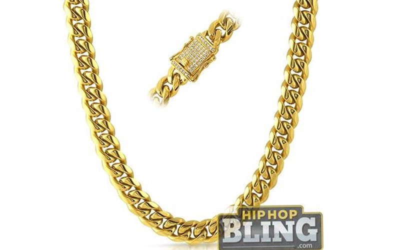 Cz Diamond Lock Cuban Chain 12Mm Gold Steel