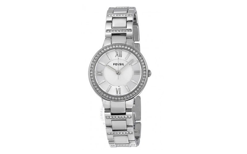 Fossil Virginia Silver Dial Stainless Steel Ladies Watch