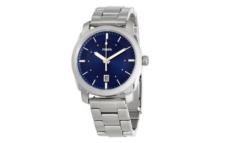 Fossil Machine Blue Dial Stainless Steel Mens Watch