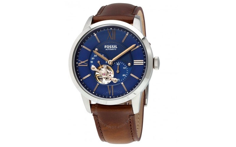 Fossil Townsman Automatic Blue Satin Dial Mens Watch