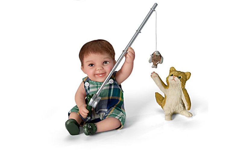 Cheryl Hill Fisherman Reel Cute Toddler Baby Boy Doll