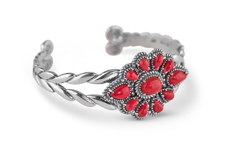 Red Coral Cuff Bracelet