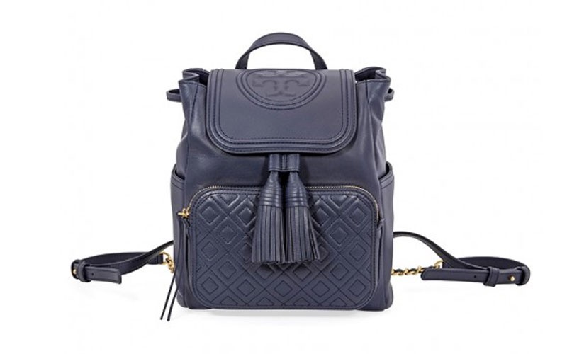 Tory Burch Fleming Leather Backpack Royal Navy