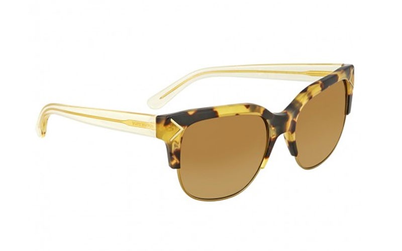 Tory Burch Brown Gradient Rectangular Sunglasses For Womens