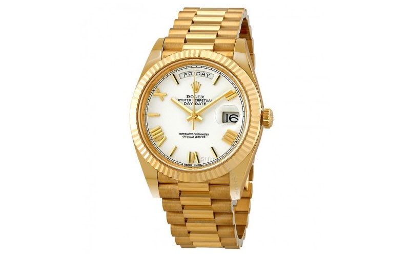 Rolex Day-Date 40 Automatic White Dial Mens 18kt Yellow Gold President Watch