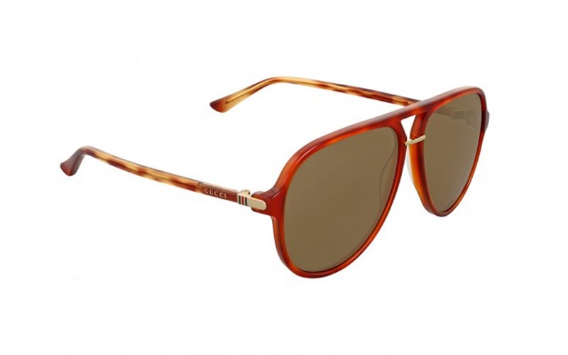 Gucci Brown Havana Aviator Sunglasses