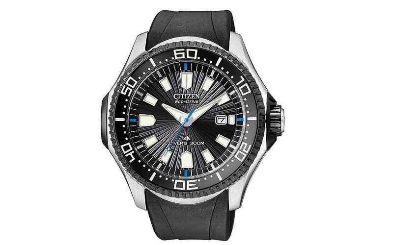 Citizen Mens Eco-Drive Promaster Diver - Black Dial - Black Rubber Strap