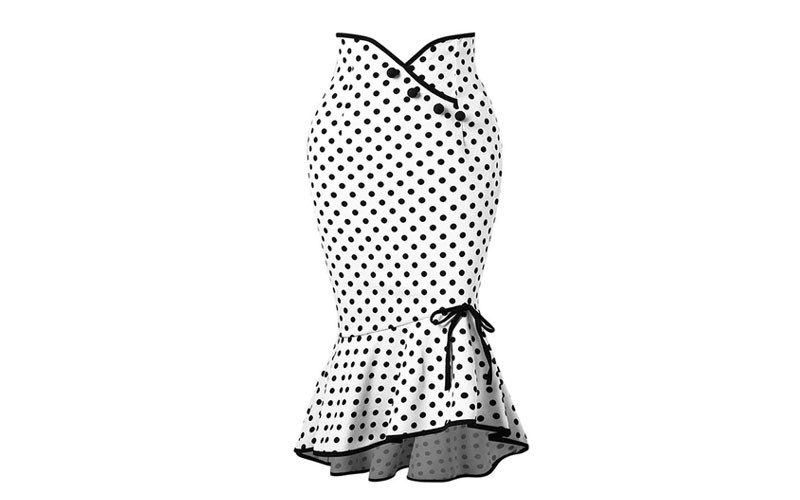 Sisjuly women short skirt vintage white polka dots skirts sexy chic summer asymm